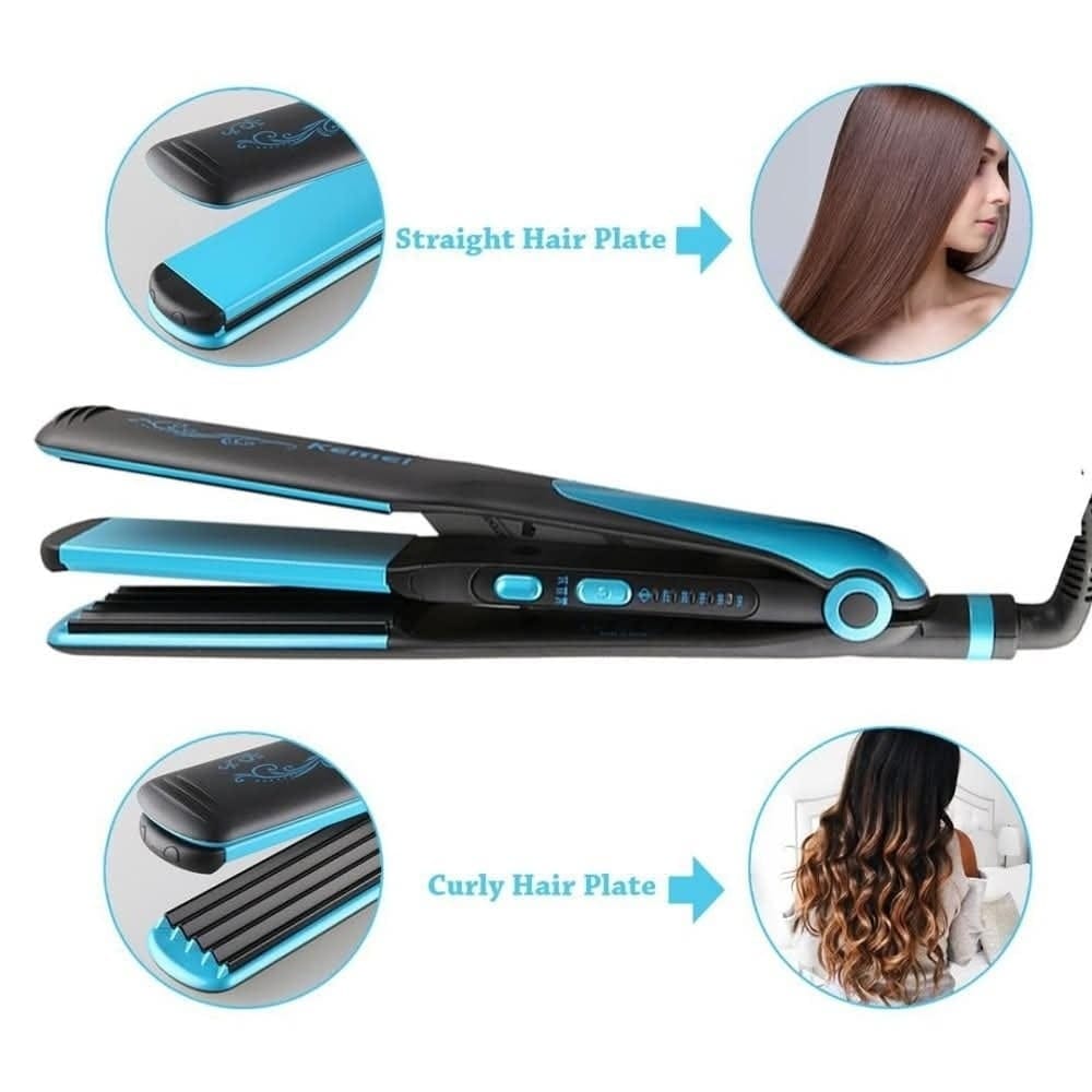 km 2209 Hair Straightener Curler crymper+ free v&g heat protect spray - Image 1